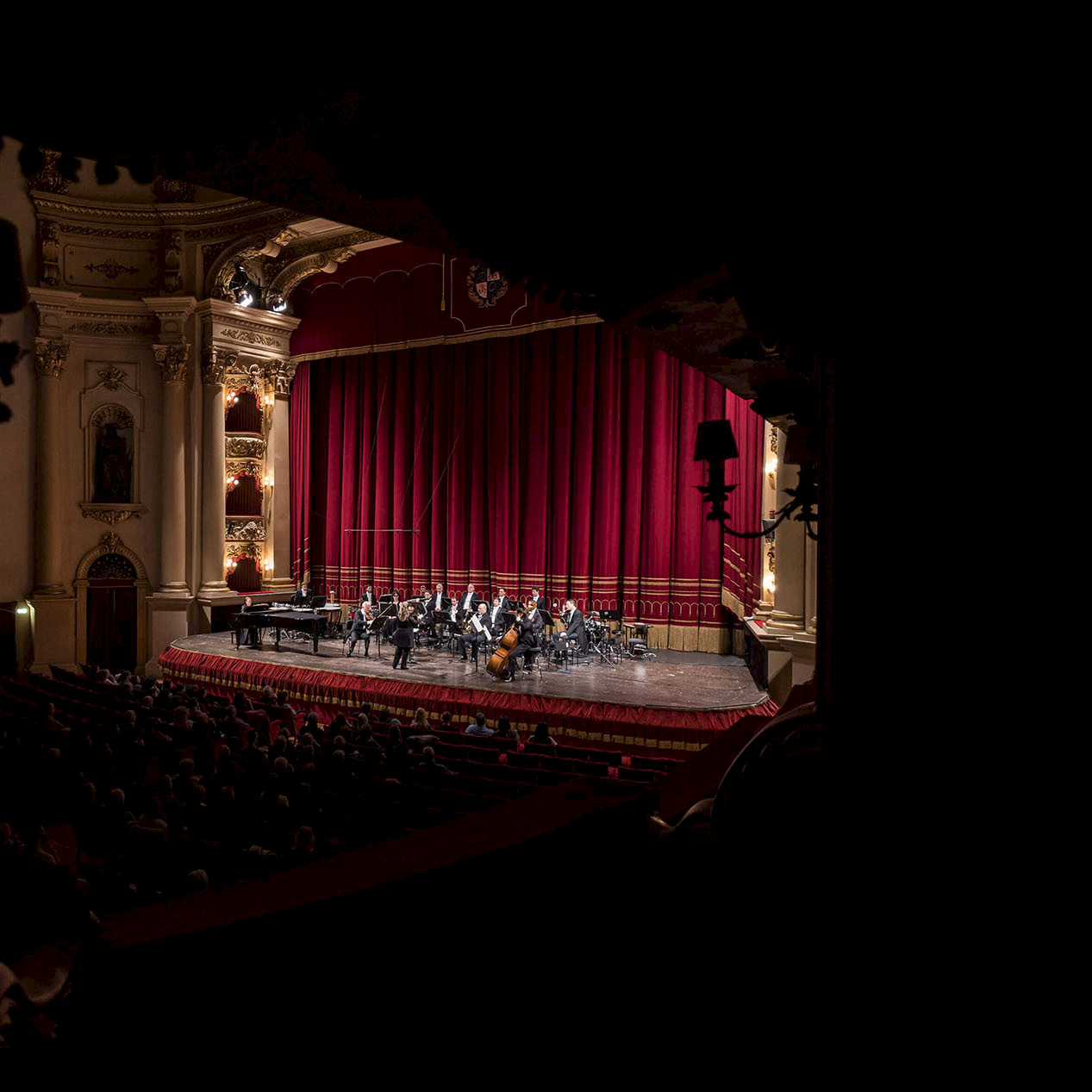 Die streichinstrumente der Fondazione Arena im teatro filarmonico mit Sergej Srylov