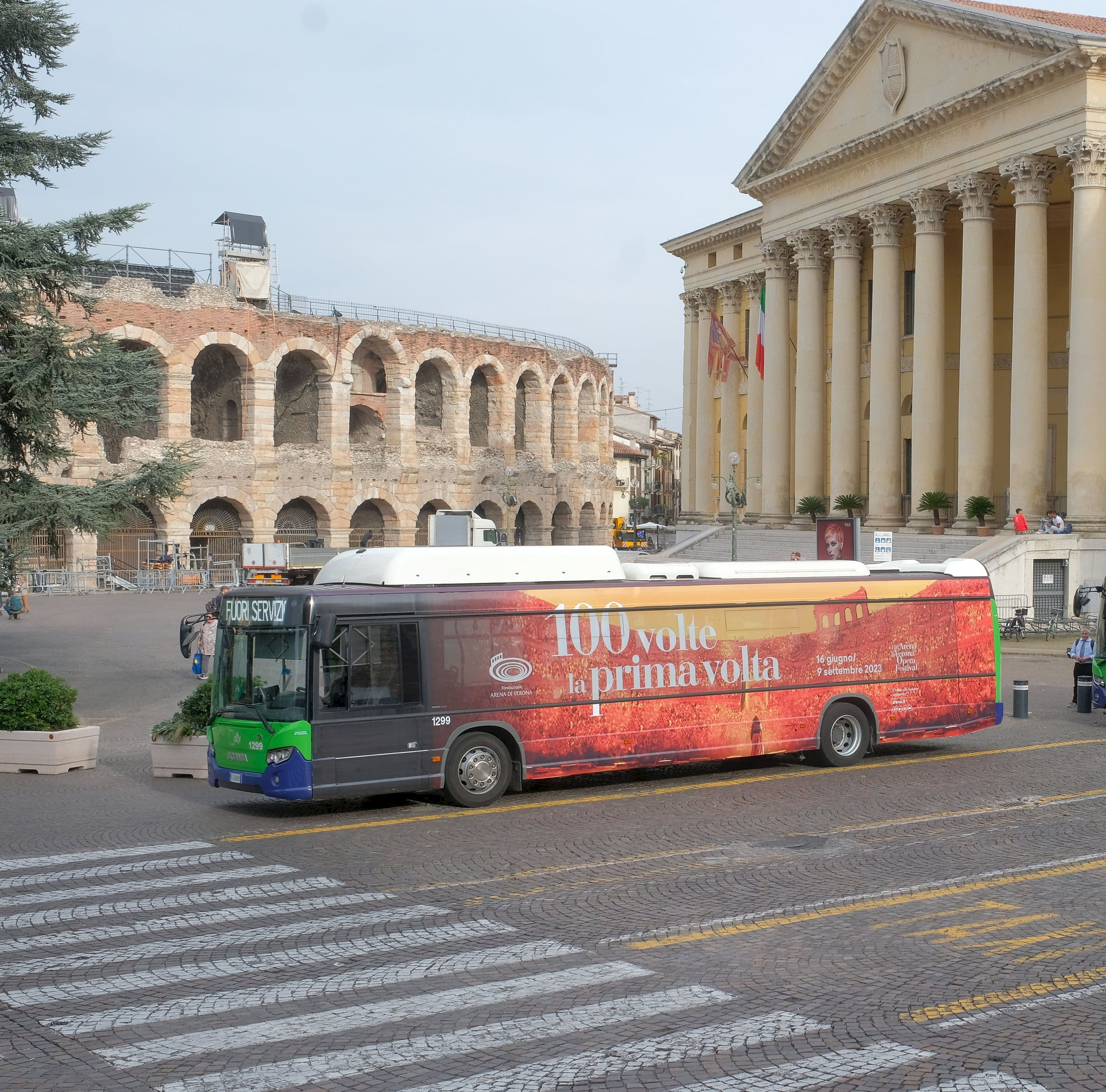 The ATV buses are "dressed up" in the 2023 Festival graphics