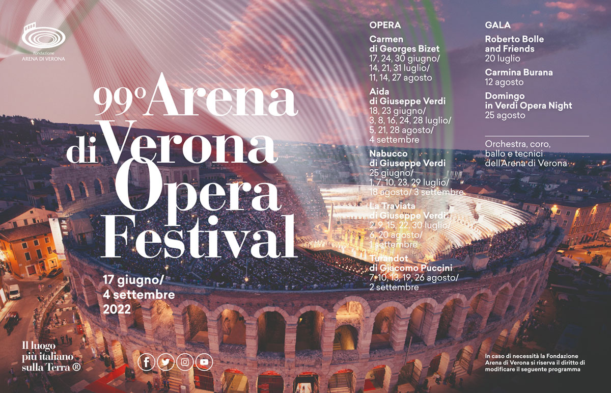 Arena Arena di Verona annuncia il 99° Opera Festival 2022 date